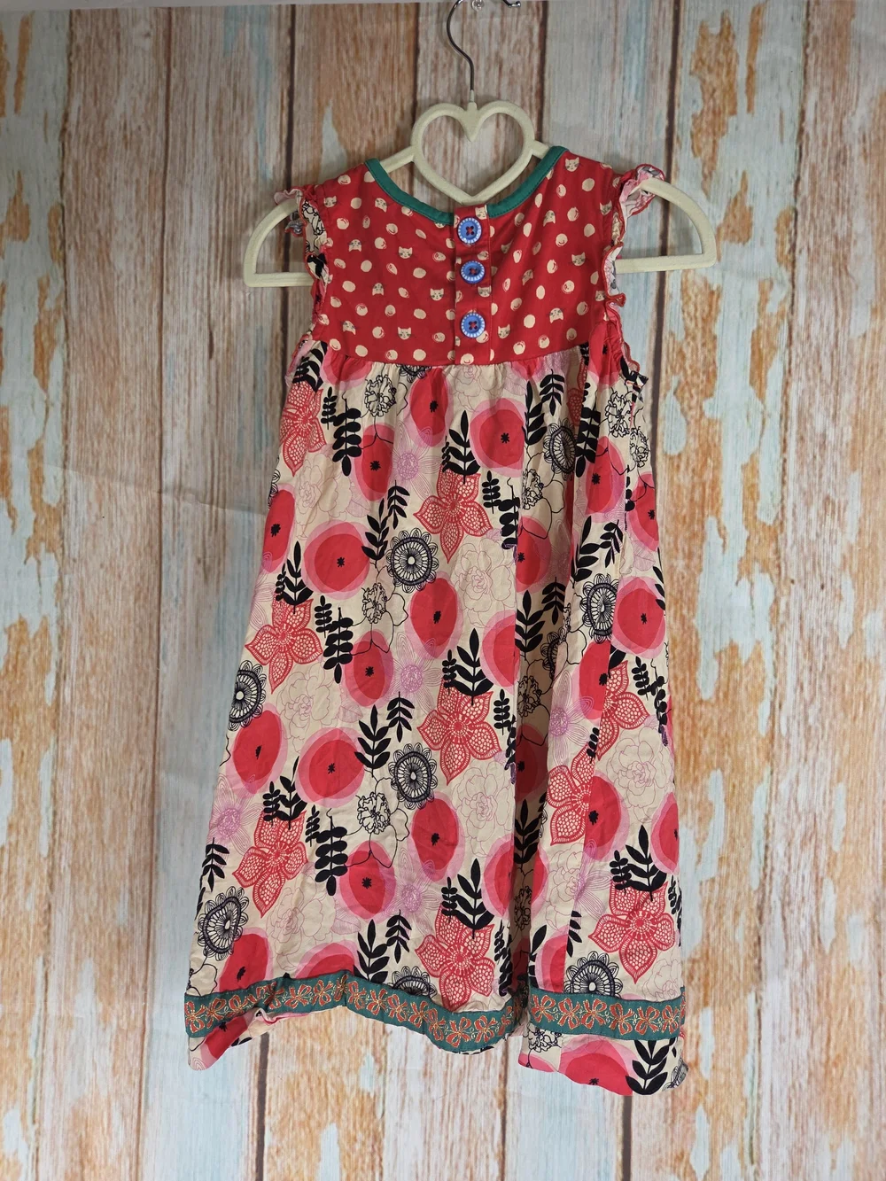 Matilda Jane Red and Pink Floral Sundress Cats On Top. Size 6